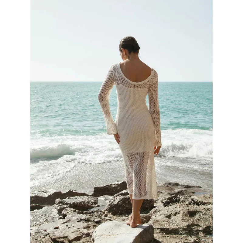 Новое летнее пляжное сексуальное прозрачное солнцезащитное платье с вырезом по