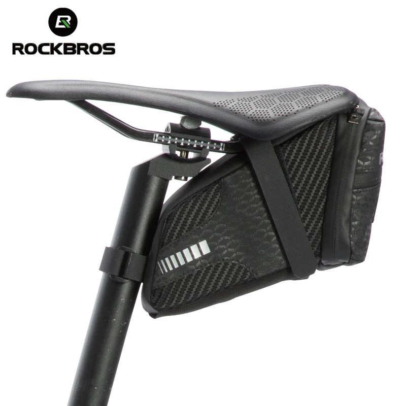 

Rockbros 1.5L Bike Bag Large Capcaity Reflective Rear Saddle Bag Can Hang Taillight Durable Storage MTB Bag Bike Accessories