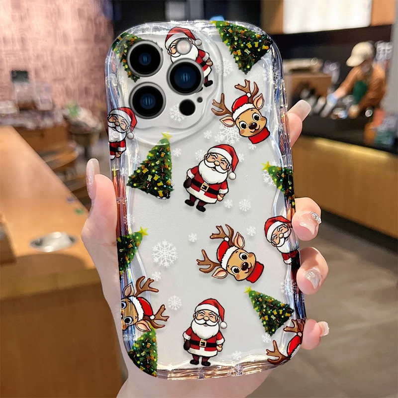 Christmas Pattern 3D Wave Case For iPhone 16 15 14 13 12 11 Pro Max Mini X XR XSMAX 8 7 6S Plus Soft Silicone Cover