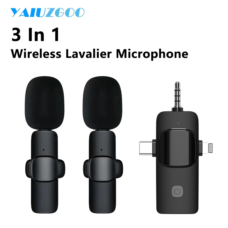 

3 In 1 Wireless Lavalier Microphone Intelligent Noise-Reducing Mic For Iphone Android SLR Camera Loudspeaker Speaker 3.5mm