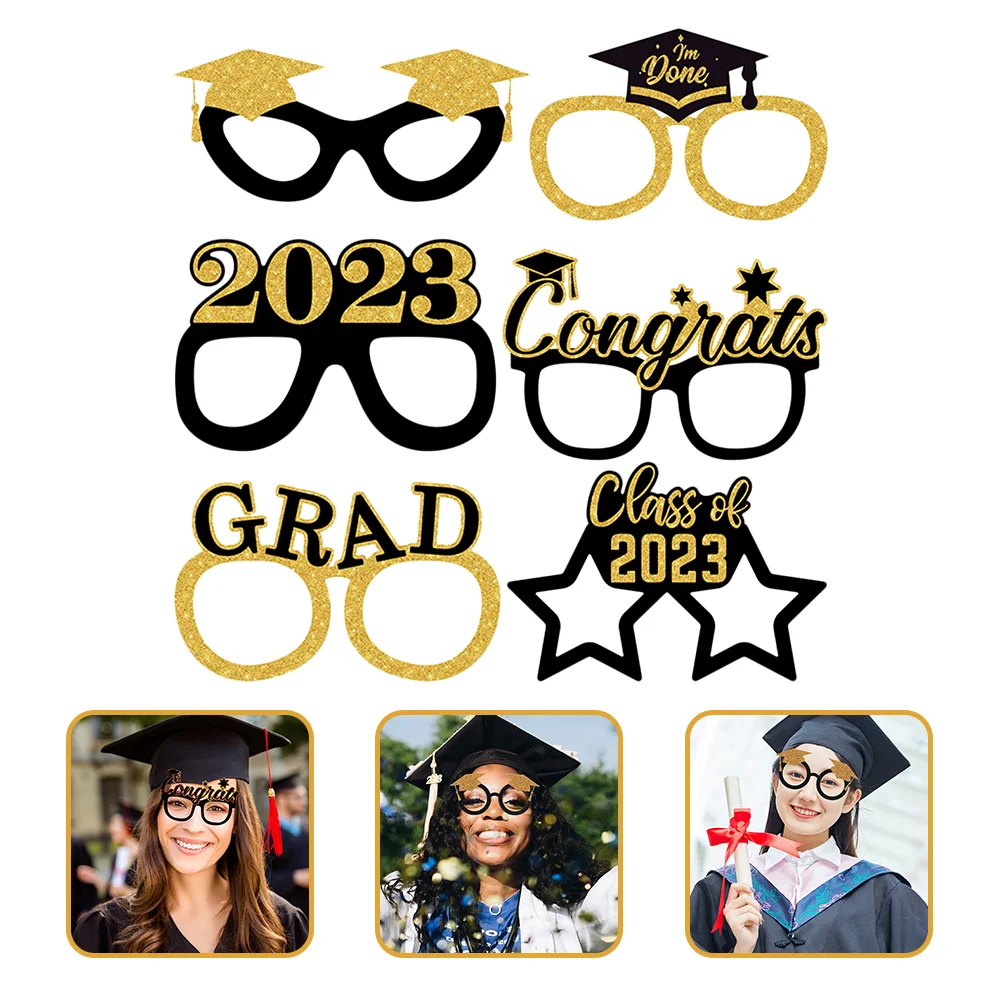 

Graduation Glasses Party Props Eyeglasses Photo Grad Decorations Supplies Booth Paper Class Frame Favors Costume Eyewear Funny