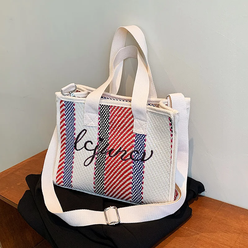 

2022 Color Contrast Shoulder Bag for Women Large Capacity Denim Shopping Tote Handbag Female Fashion Casual Crossbody Sac a Main