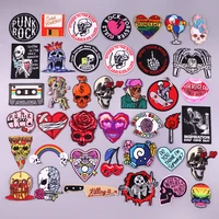 hippie punk patches on clothes heart stickers iron on patches for jacket clothing fusible patch clothes embroidery patches badge