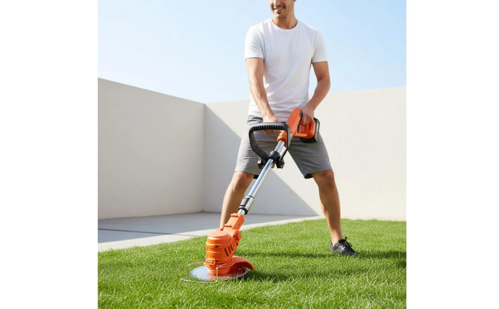 Cordless Electric Grass Trimmer Adjustable Shaft Battery-Powered Vegetation Wacker Electric Brush Cutter Extendable Length