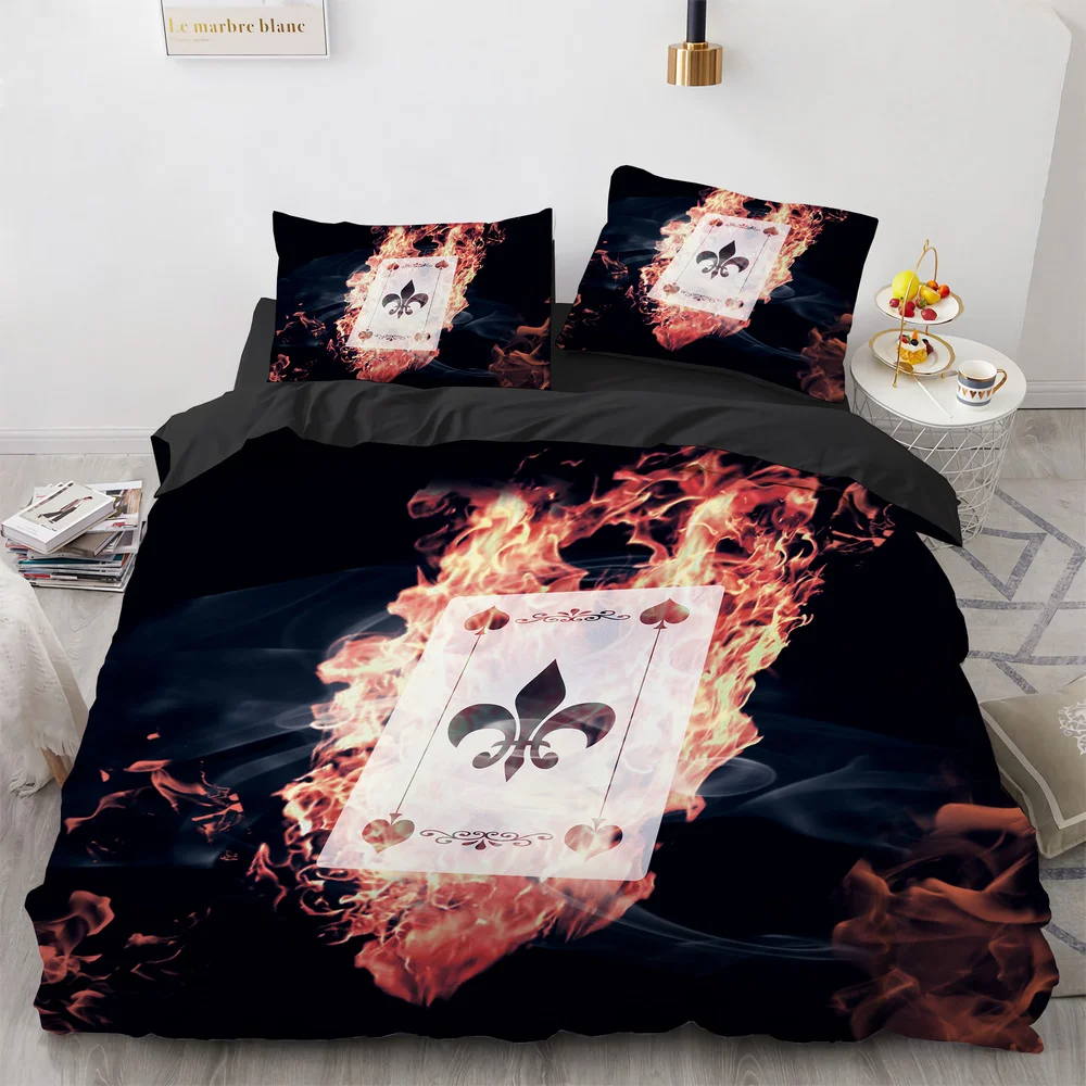 

Playing Cards with Dark Shading Pattern Bed Sheet and Quilt Set Comes In A Wide Range of Sizes and Styles
