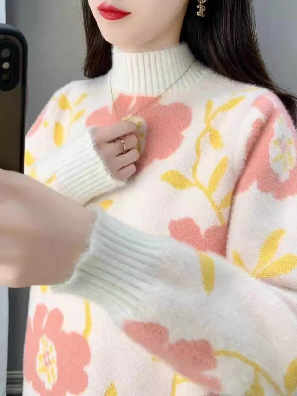 Quali осенне-зимний новый свитер с высоким воротником женский из искусственного