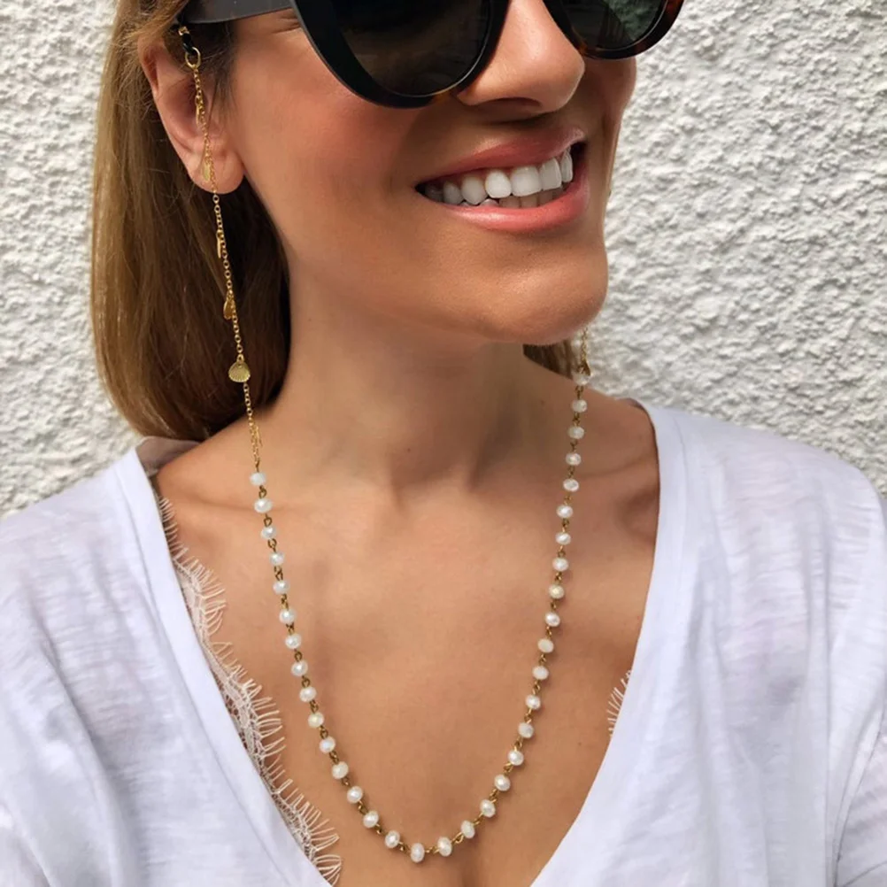

Chain Holder Strap Glasses Eyeglasses String Retainer Sunglasses Eyeglass Cord Eyewear Pearl Adjustable Lanyards Silicone Neck