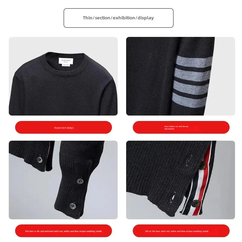 Tb Browin Новый свитер с круглым вырезом из смеси шерсти комплект четырех предметов