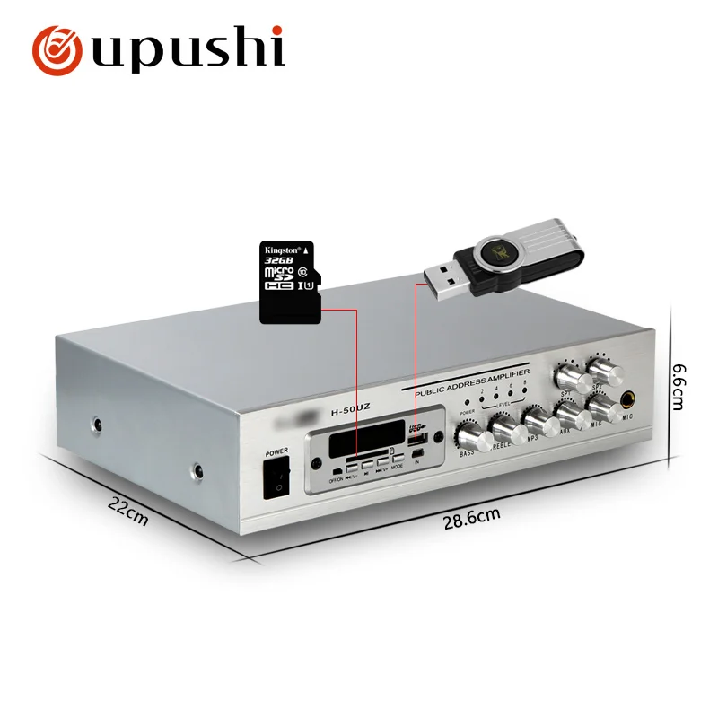 Фото Oupushi H-50UZ трансляционный усилитель постоянного напряжения 50 Вт Bluetooth двухзонный фоновый музыкальный потолочный динамик усилитель №2