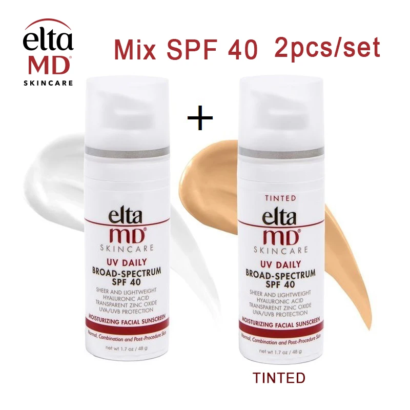 

2PCS Elta MD UV SPF 46/40 Face Sunscreen Tinted Broad-Spectrum Makeup Isolation Face Sunscreen for Sensitive Skin 1.7 oz
