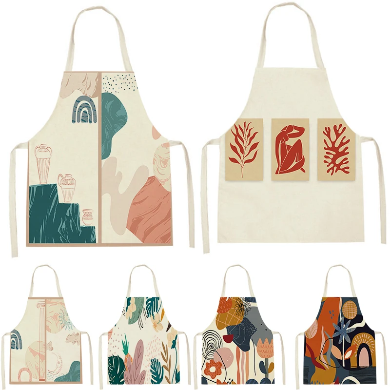 

WQL2515 Kitchen Apron for Women Sleeveless Cotton Linen Kids Family Matching Aprons Cooking Cleaning Pinafore Baking Waist Bib