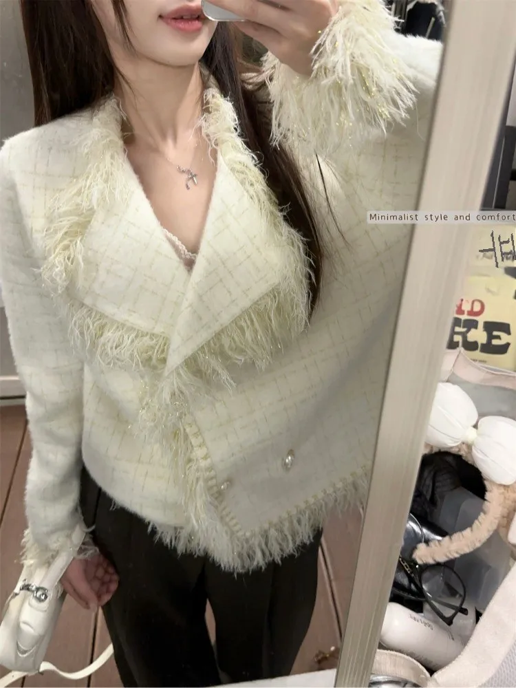 Pphome French sle Изящная тканая короткая верхняя одежда с кисточками Женская
