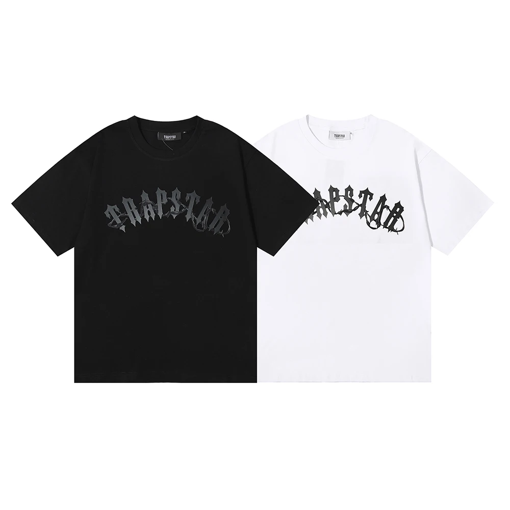 

1032# 2023 New Trapstar London Leopard Printed Short Sleeve T-shirt Men 100% Cotton Loose Large Size Tops