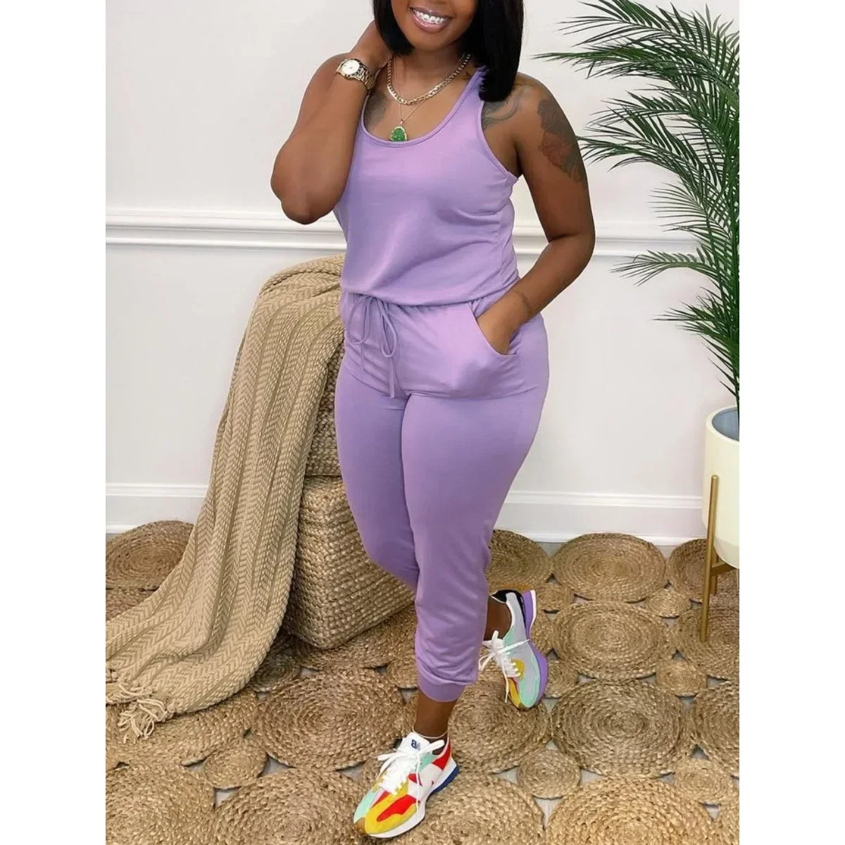 Женский комбинезон без рукавов тонкие комбинезоны брюки-карандаш уличная одежда