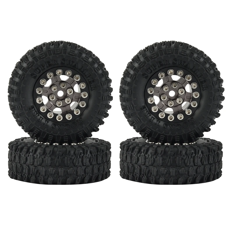 

4PCS 52X18mm 1.0Inch Beadlock Wheel Rims Tires Set For 1/24 RC Crawler Car Axial SCX24 90081 AXI00001 AXI00002 Parts