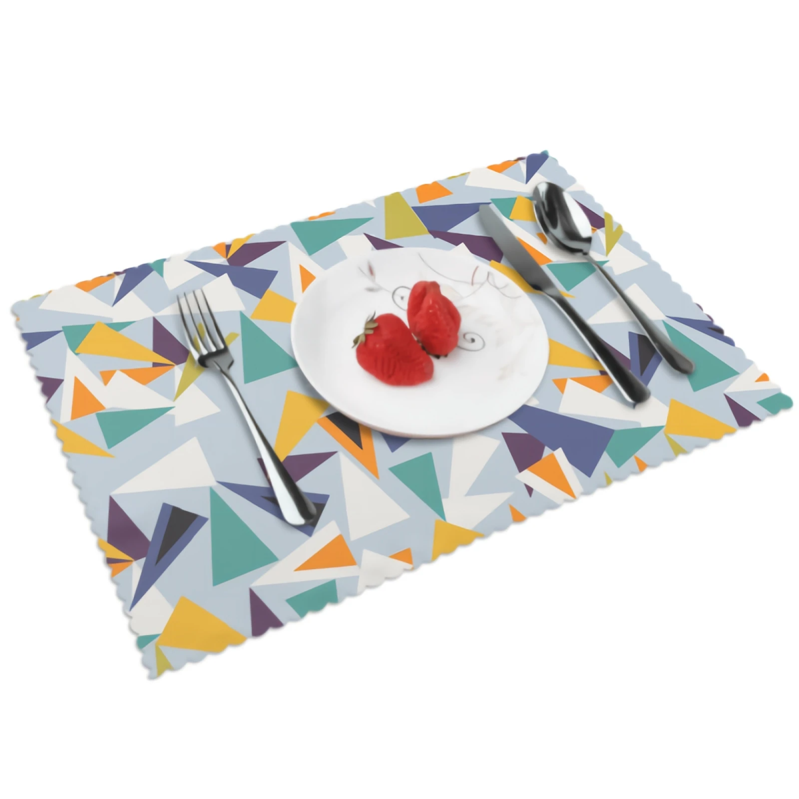 

Colorful Geometric Placemats for Dining Table Set of 4 Washable Place Mat Fashion Creative Pattern Polyester Kitchen One Size