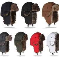 unisex men women russian hat trapper bomber warm trooper ear flaps winter ski hat solid fluffy faux fur cap headwear bonnet