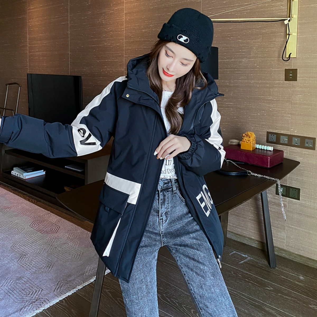 

Рабочая одежда, хлопковая куртка, женская новая пуховая хлопковая куртка на осень и зиму 2022, короткая утепленная хлопковая куртка в гонконгском стиле Instagram