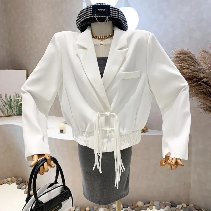 

Niche Design New Women's Clothing 2022 Spring Design Sense Bandage Long Sleeve Suit Coat Small Blazers Top Jacket Blusa Feminina