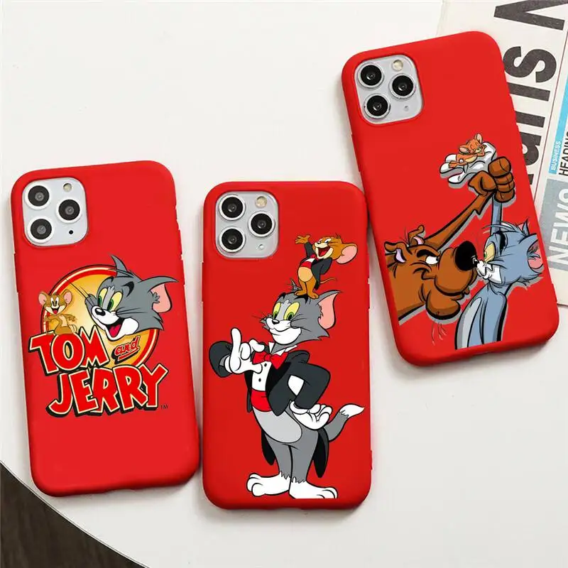 Classic Tom and Jerry Phone Case For iphone 14 Plus 13 12 11 Pro Max Mini XS X XR Red Candy Green White Cover