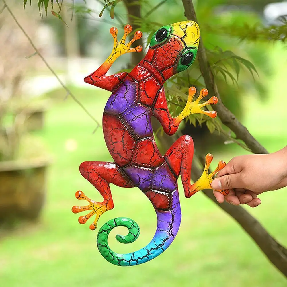 

Metal Gecko Yard Garden Decoration indoor & Outdoor Decor Decor Statues Sculpture Farmhouse Miniature Ornaments Lizard Wall T2A4