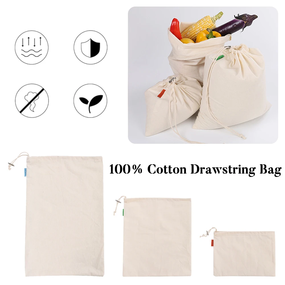 

Drawstring Bundle Pockets Shopping Student Backpack Bag Cotton Pouch For School Gym Supermarket Fruit Bread Bag Food Traveling
