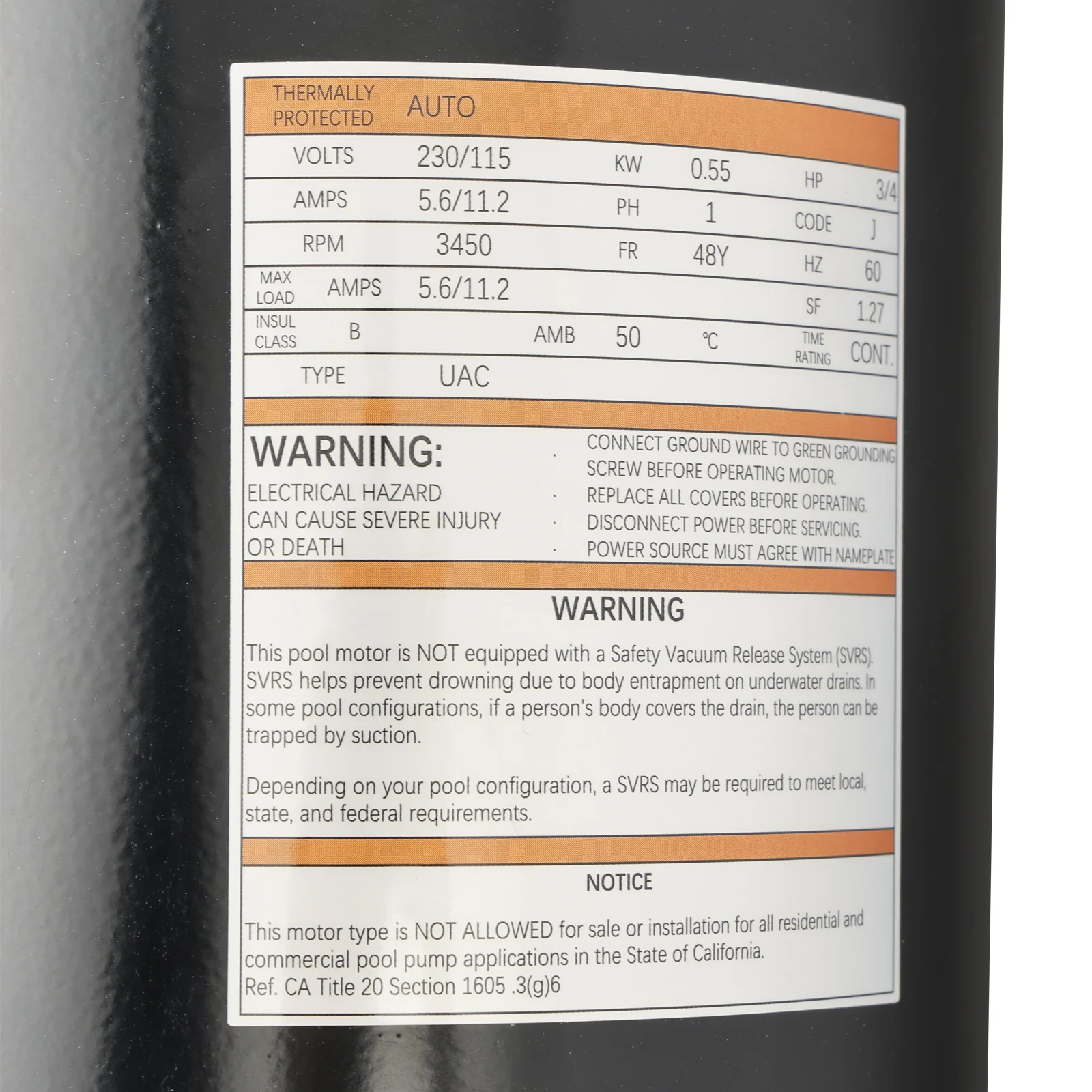 Двигатель насоса для бассейна Artudatech USQ1072 Квадратный фланец 75 3/4 HP абсолютно новый