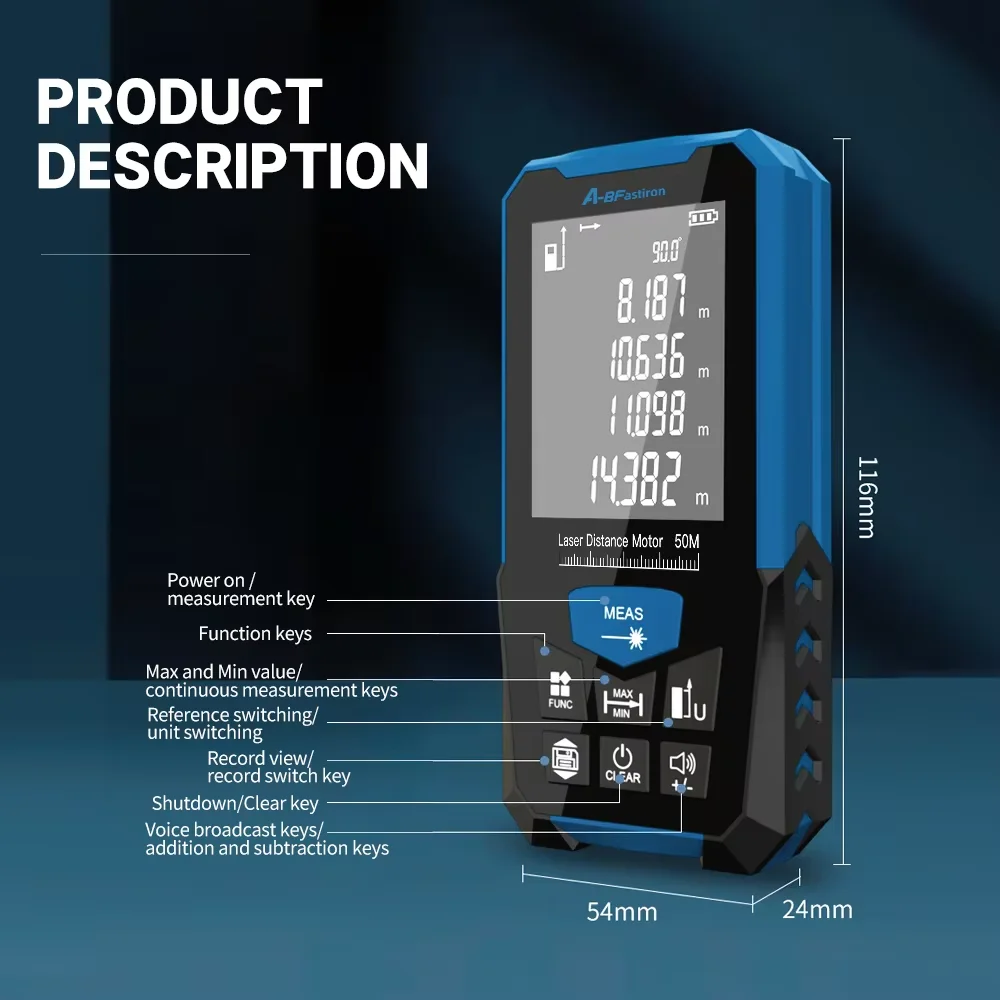Лазерный дальномер A-BF 50/70/120 м перезаряжаемая цифровая рулетка профессиональный