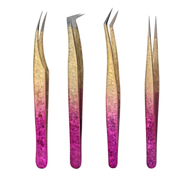 

Professional Eyelashes Tweezers Stainless Steel High Precision Anti-static Tweezers for Eyebrows Eyelash Extension Makeup Tools