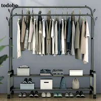 Simple Coat Rack Clothing Rack Drying Rack Floor Standing Clothes Hanging Storage Home Furniture Telescopic Mobile Cloth Rail