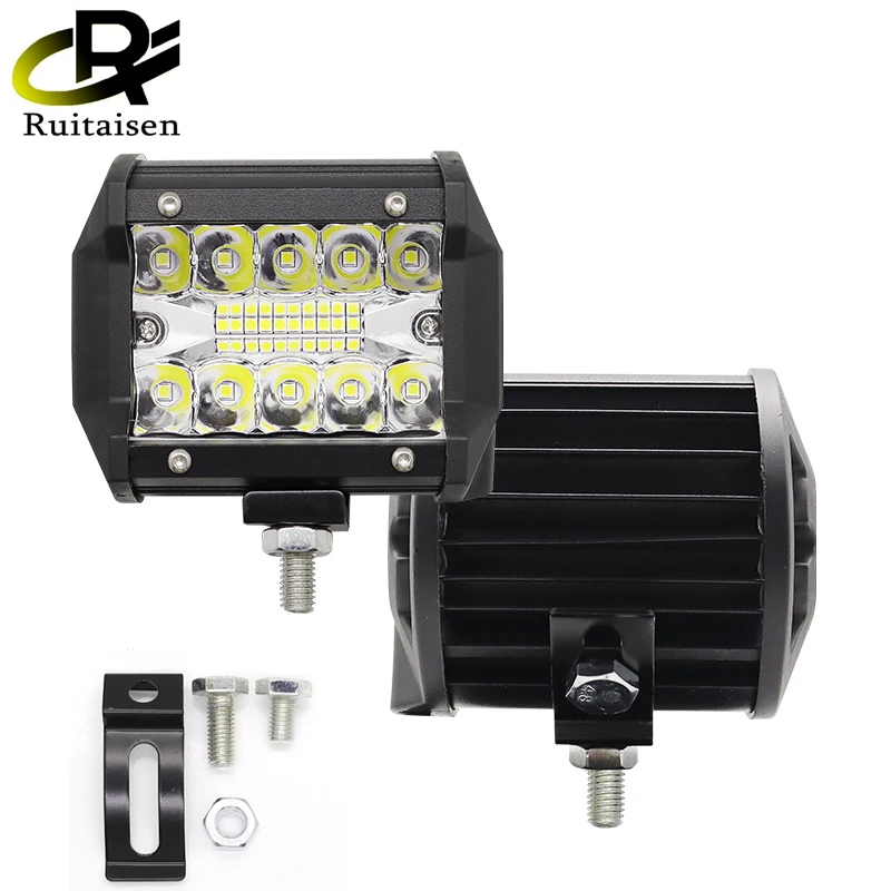 Светодиодсветильник балка Ruitaisen 4 дюйма, LED лампа для внедорожников, грузовиков, лодок, прицепов, тракторов, 4x4, внедорожников, квадроциклов, 4 дюйма, 72 Вт