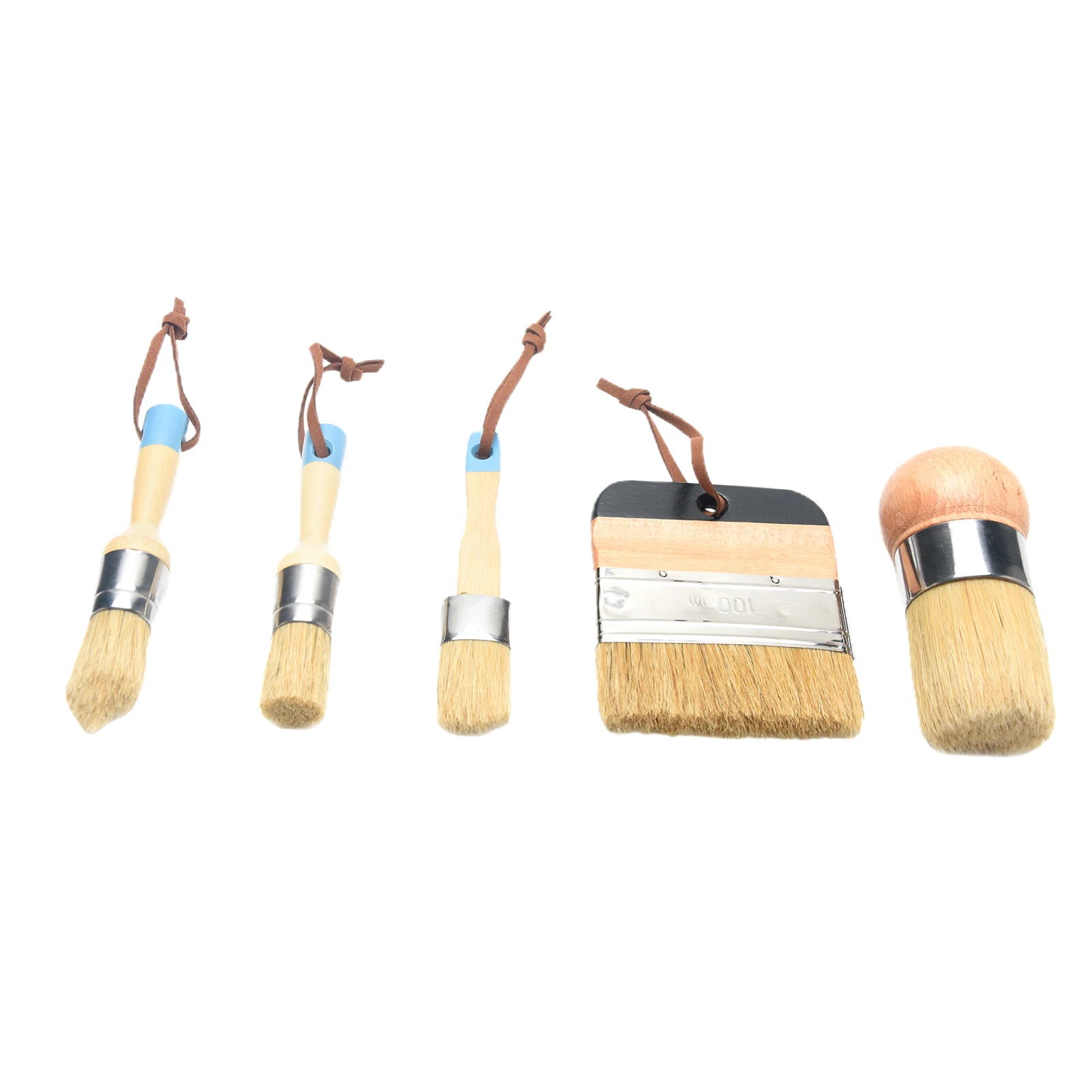 

5pcs Household Portable Reusable For Furniture Waxing Tool Pointed DIY Professional Stencil Wooden Handle Paint Brush Set