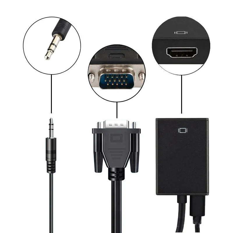 Адаптер-переходник с VGA на HDMI 1080P Full HD аудиовыходом