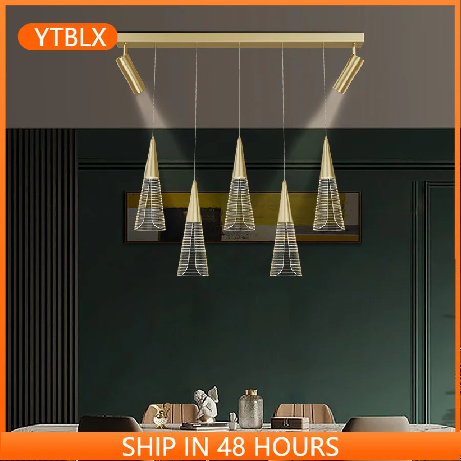 

Minimalist Living Room Chandelier Led Pendant Lights Dining Room Three Heads with Spotlights Nordic Bedroom Dining Table Lamps