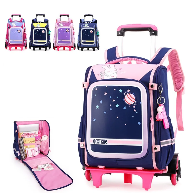 Детские школьные ранцы для девочек, детские портфели, ортопедические школьные рюкзаки на колесиках для начальной школы