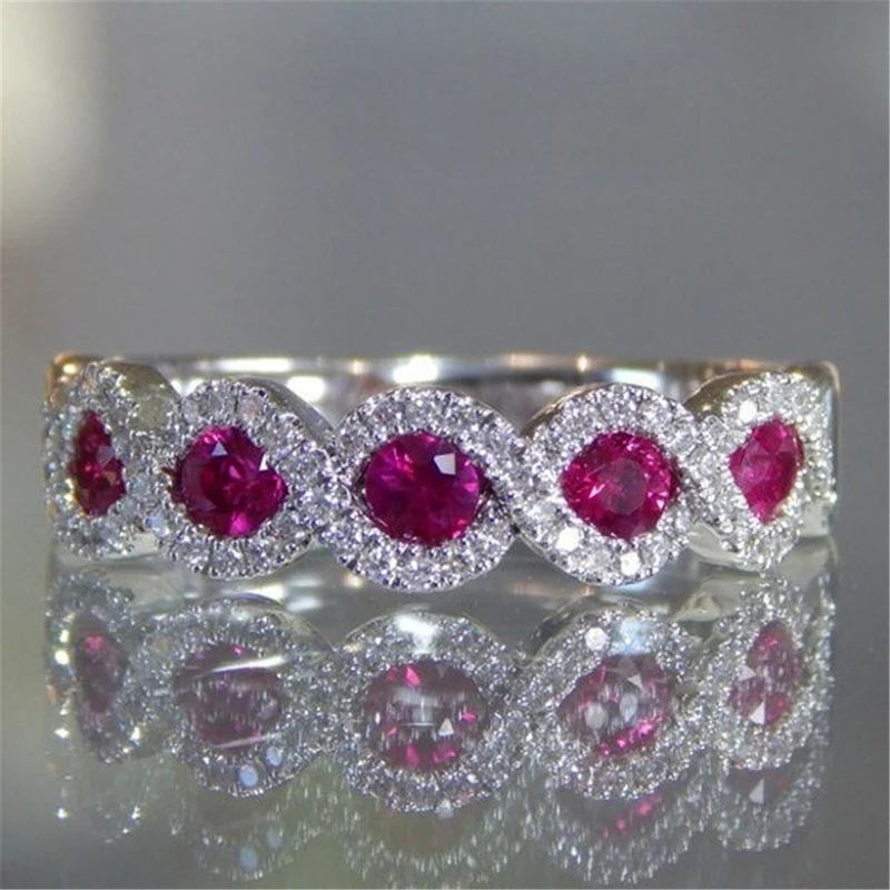 

MFY Fashion Women Ring Vintage Red/Green Zircon Stone Ring For Women Accessories Jewelry Engagement Female Casual Rhinestones