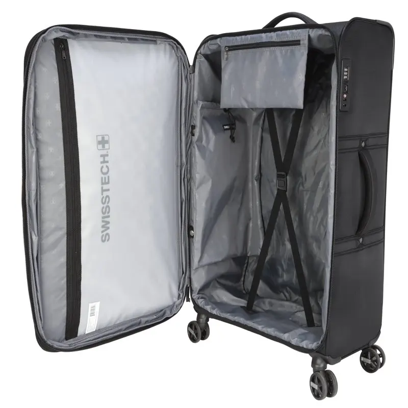 

New 28in Softside 8-Wheel Spinner Black Checked Luggage - for Traveling