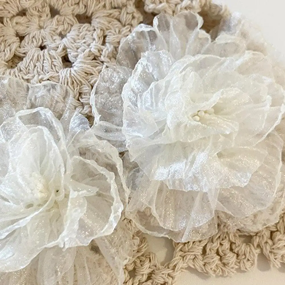 Корейская вязаная шапка с цветочным узором для девочек модная однотонная