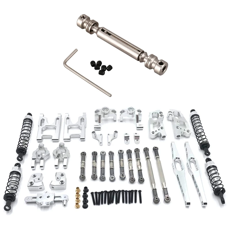 

2 Set RC Car Part: 1 Set Metal Rear Middle Drive Shaft Transmission Kit & 1 Set Shock Absorber Rear Swing Arm