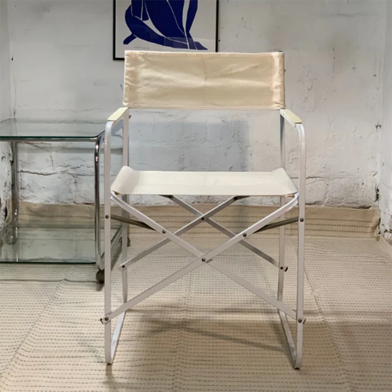 

VINTAGE FOLDING CHAIR WHITE Ultralight Chair Armrest Dining Chairs Minimalist Single Makeup Fauteuil Salon Interior Decorations