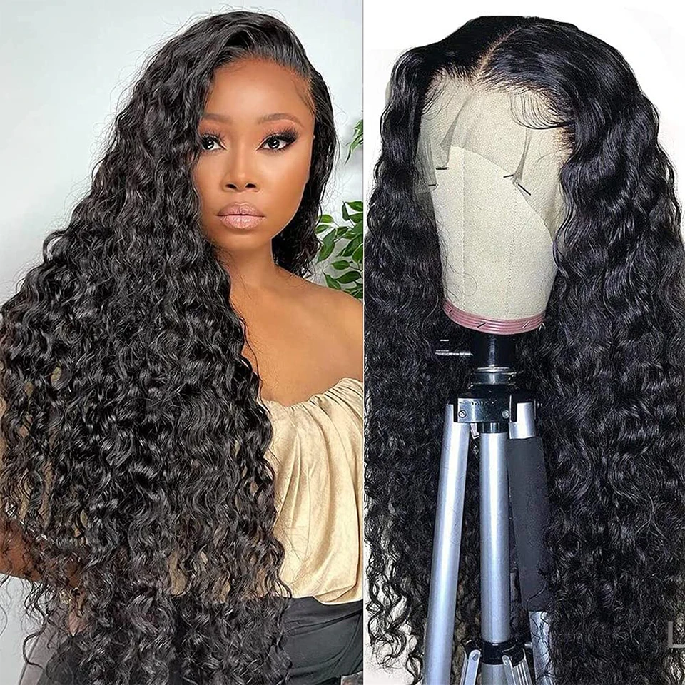 

13x6 Water Wave Lace Front Wigs Human Hair Brazilian Curly Lace Frontal Wigs for Black Women Pre Plucked Glueless HD Lace Wig