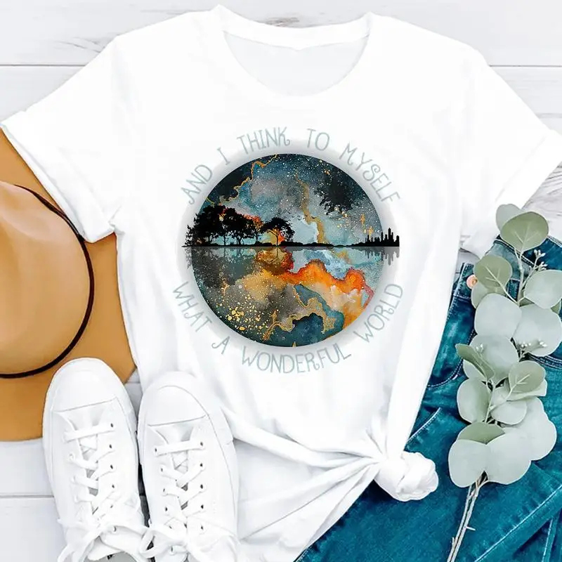 

Women T Tee Fashion Watercolor New 90s Cute Style Print Clothes Tshirt Short Sleeve Top Female Graphic O-neck T-shirt