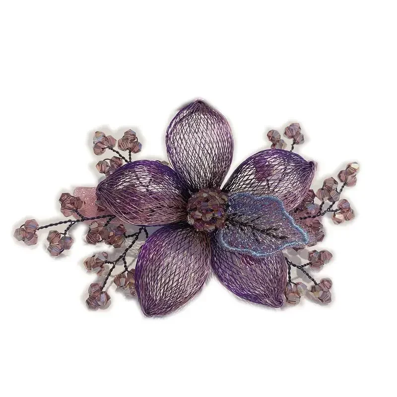 

Elegant Hand-Woven Flower Barrettes Gentle Retro Spring Clip Ponytail Clip