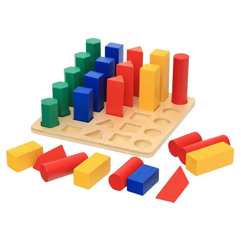 

Geometric Shapes Board Game Wood Montessori Shapes Puzzle Toys Toddlers Trapezium Blocks Shape Sorting Toys Early Learning Toys