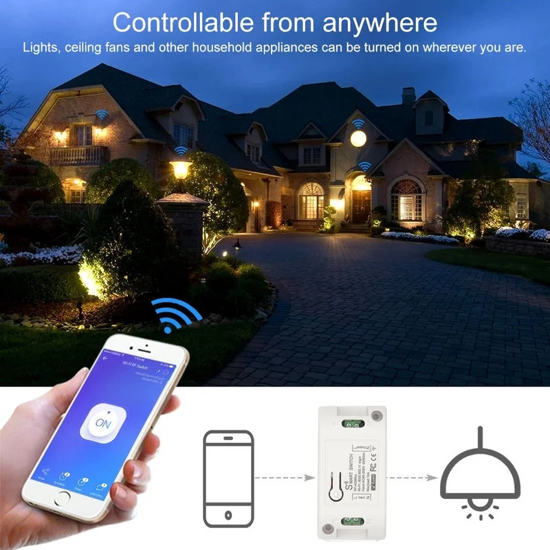 Wi-Fi мини-переключатель Tuya Smart Life приложение кнопка выключатель света RF 433 МГц