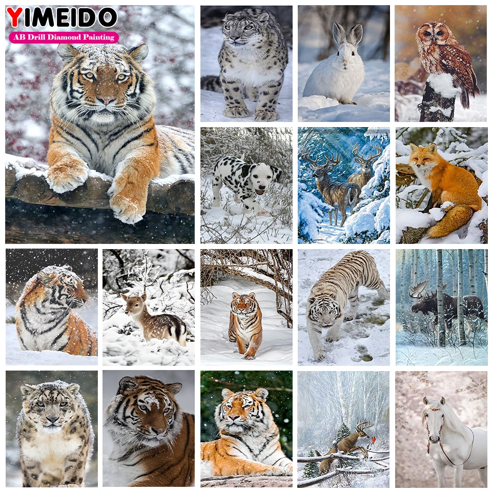 

Алмазная 5D живопись YIMEIDO с квадратными стразами, картина с рисунком животных, мозаика с рисунком крупного кота, тигра, алмазная вышивка, дома...