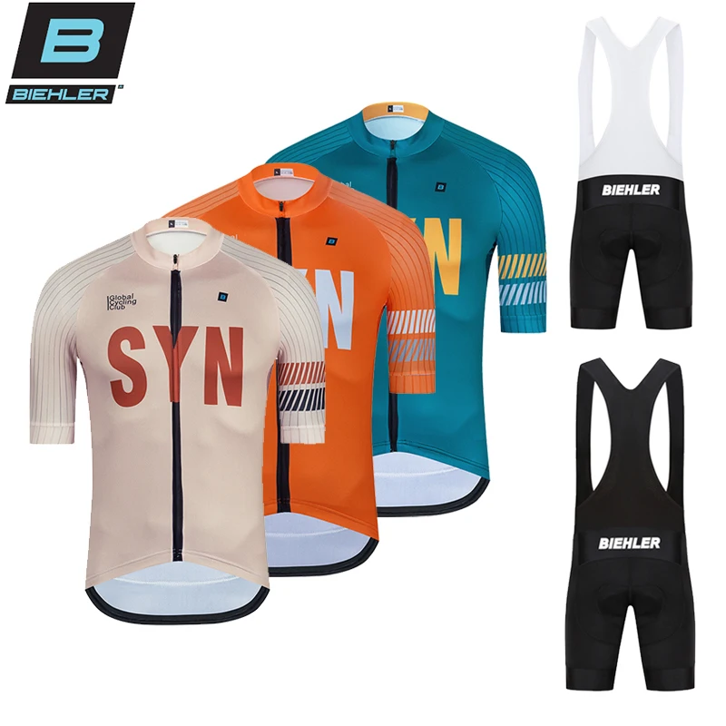 

2023 BIEHLER new summer men's short sleeve cycling jersey set Maillot SYN Cycling clothing Bike Ropa Ciclismo Bike Triathlon