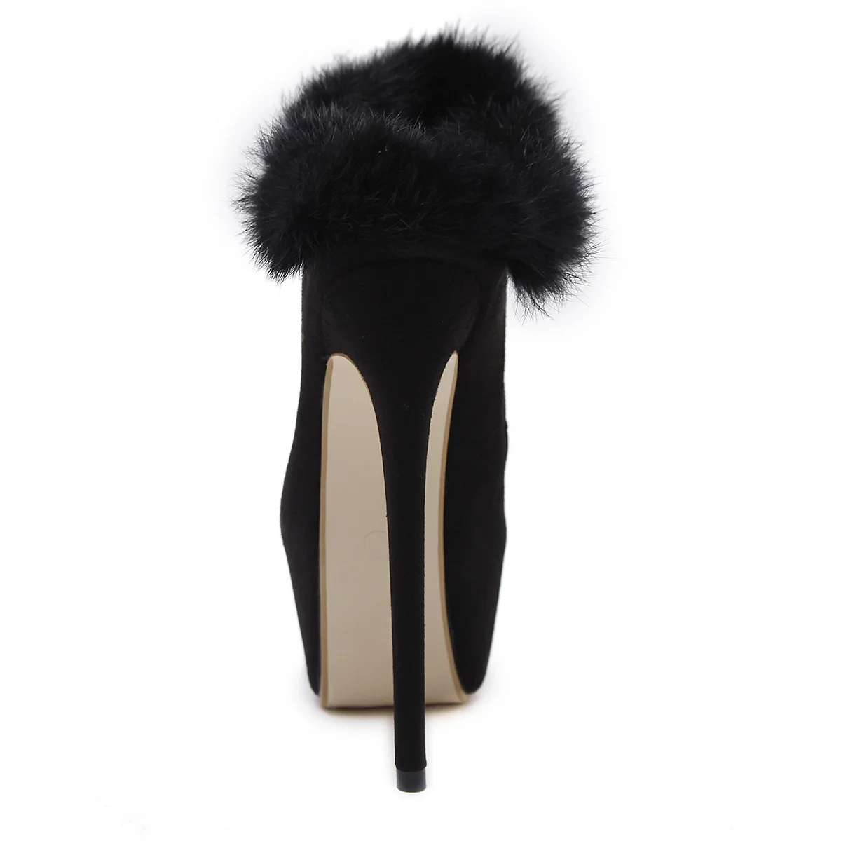 Black Thin High Heels Round Toe Platform Mueller Shoes Ankle Boots for Woman Winter Stiletto Shoes Suede Street Style