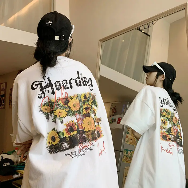 Американская футболка с коротким рукавом женская летняя свободная брендовая