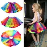 girls kids rainbow party ballet dance tutu skirt tulle dress pettiskirt costume